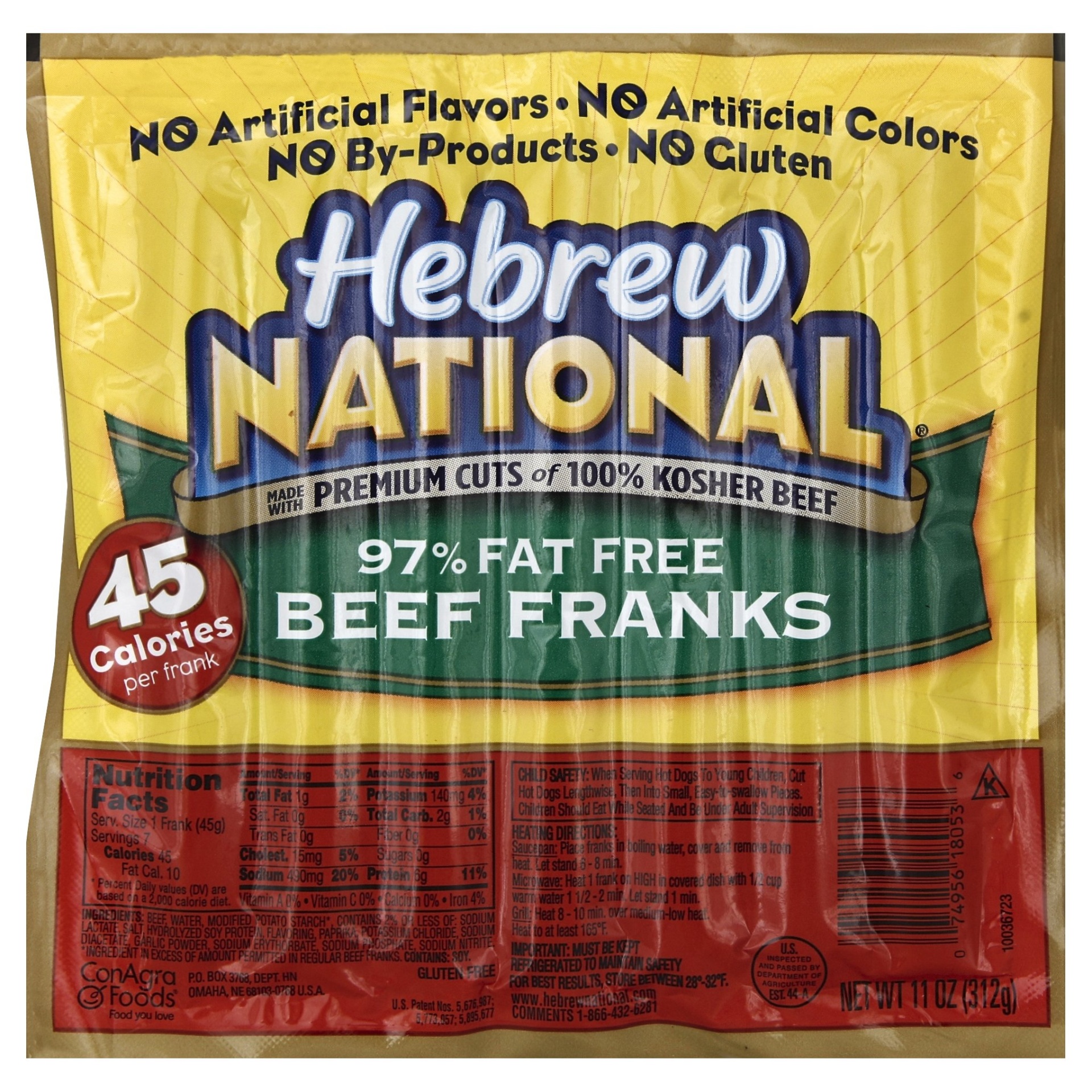 slide 1 of 5, Hebrew National 97% Fat Free Beef Franks, 7 ct; 11 oz