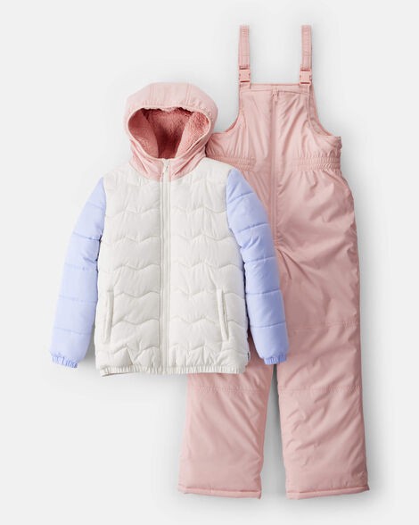 slide 1 of 6, Carter's Girls 2-PIece Color Block Hooded Snowsuit Jacket & Bib Set Multi 10, 1 ct