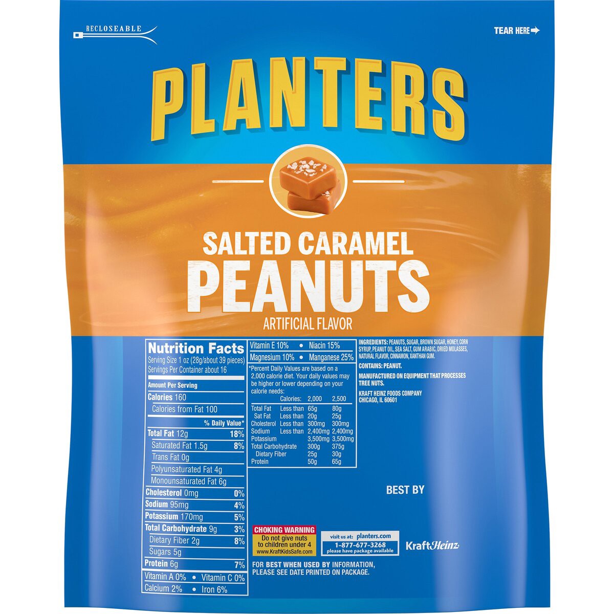 slide 4 of 7, Planters Salted Caramel Peanuts, 16 oz Bag, 16 oz