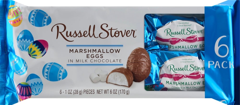 slide 1 of 1, Russell Stover Marshmallow Milk Chocolate Eggs, 6 ct; 1 oz