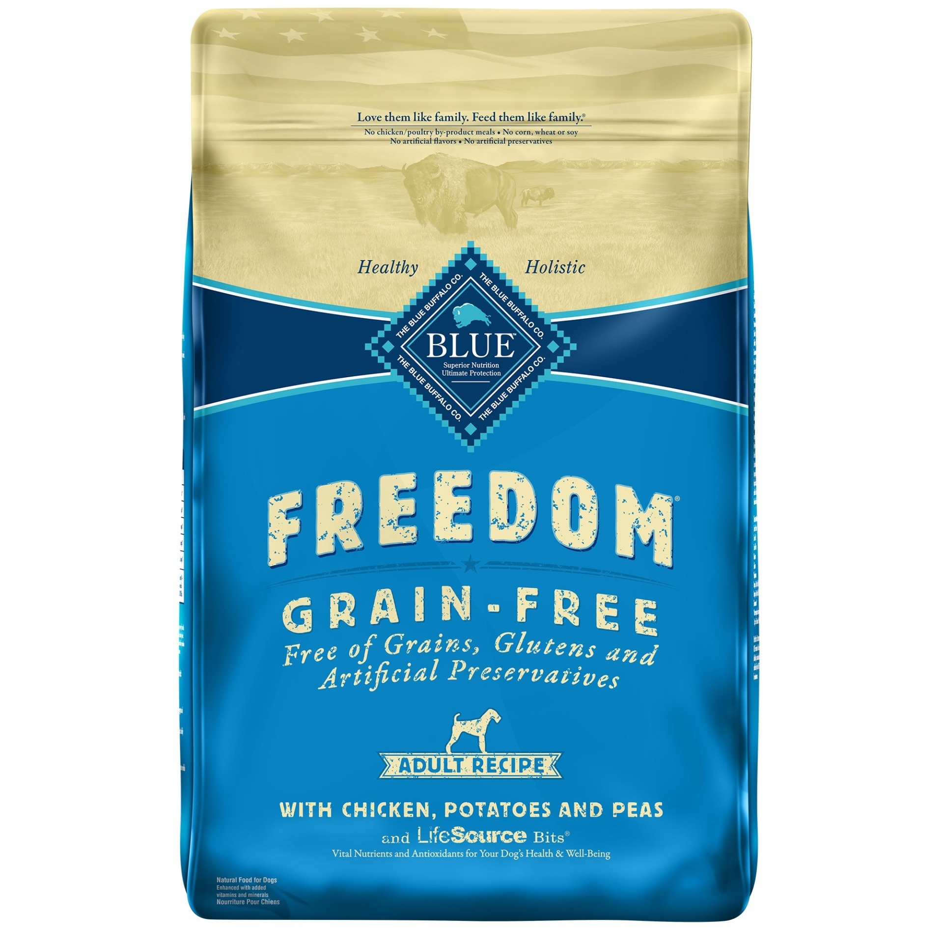 slide 1 of 1, Blue Buffalo Blue Freedom Grain-Free Adult Chicken Recipe Dry Dog Food, 4 lb