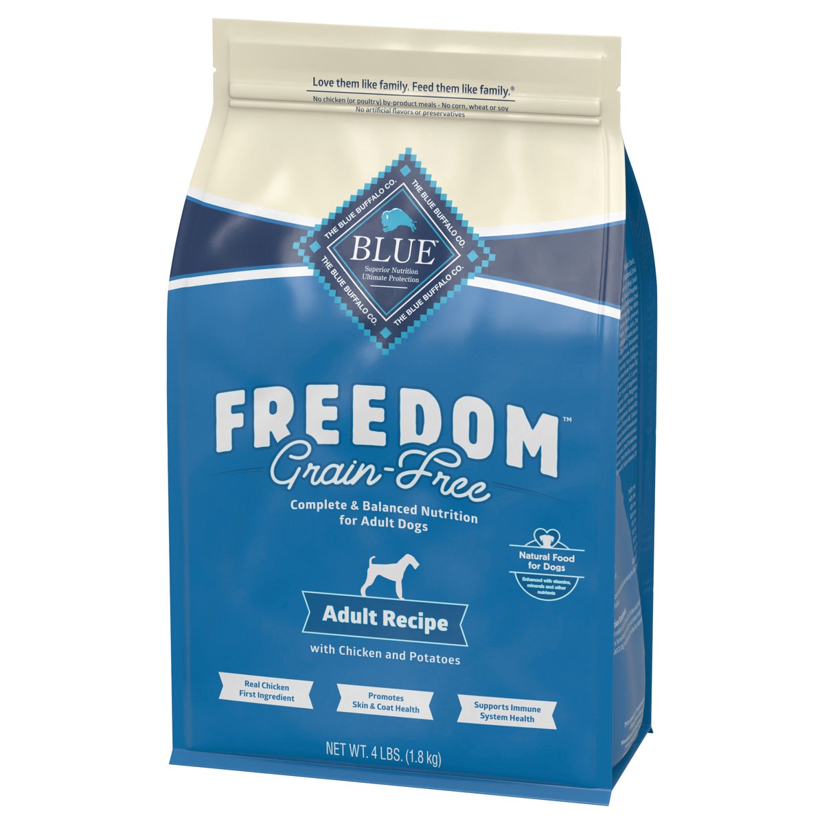 slide 8 of 12, Blue Buffalo Freedom Grain Free Natural Adult Dry Dog Food, Chicken 4-lb, 4 lb