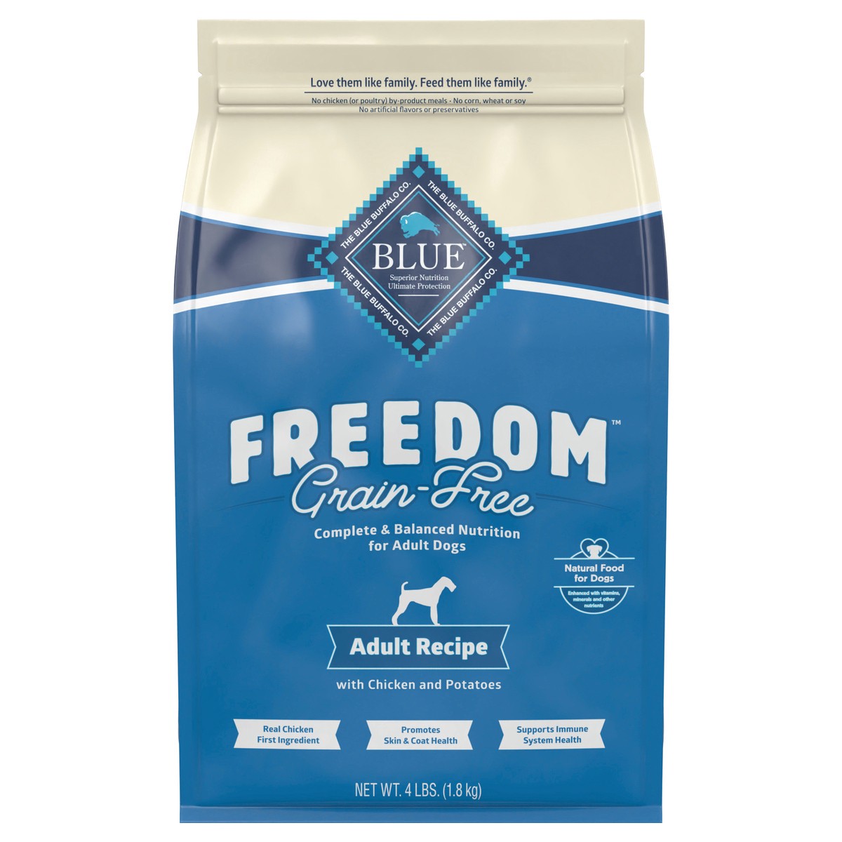slide 1 of 12, Blue Buffalo Freedom Grain Free Natural Adult Dry Dog Food, Chicken 4-lb, 4 lb
