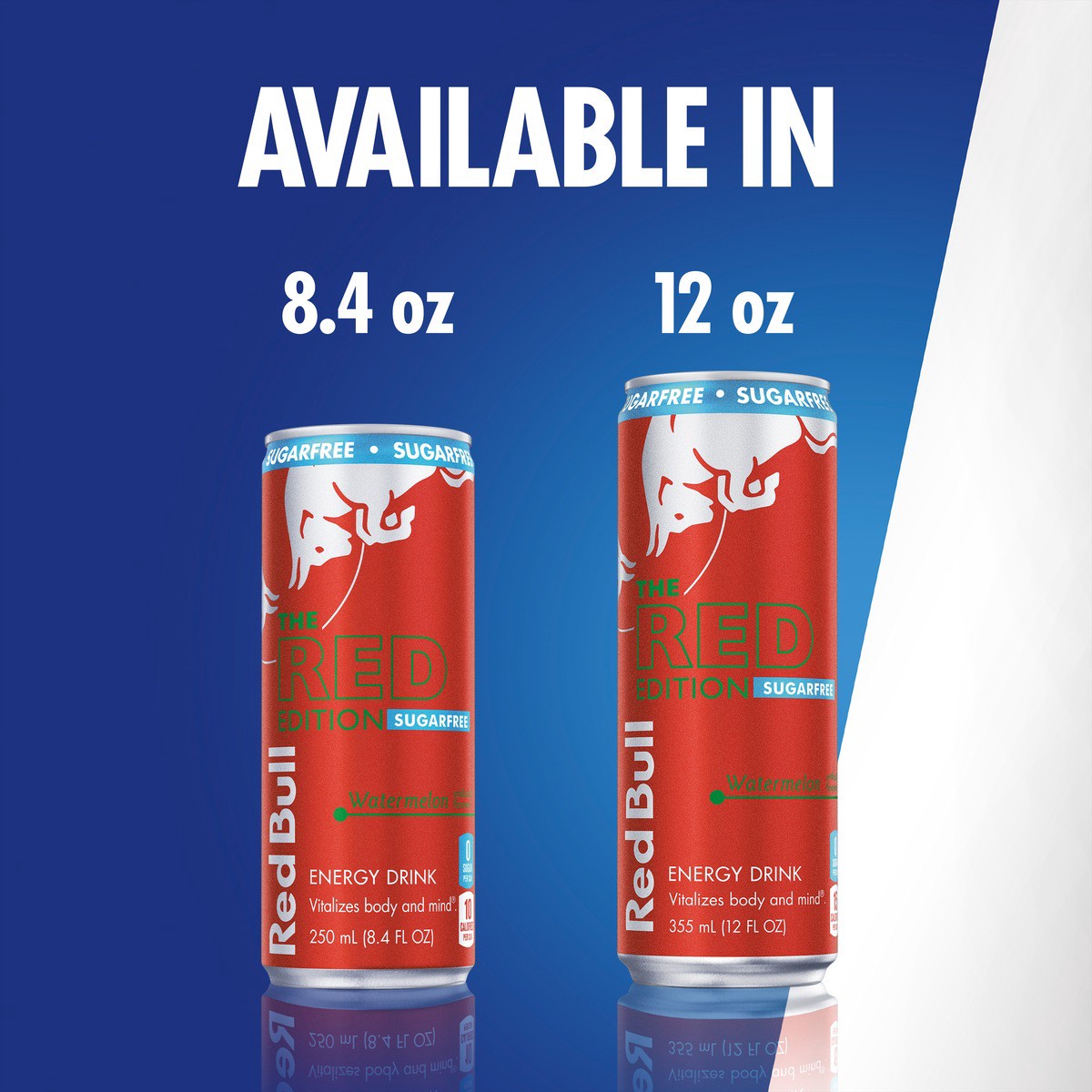 slide 5 of 10, Red Bull Sugar Free Energy Drink, Watermelon, 114mg Caffeine, 12 fl oz, Pack of 4 Cans, 4 ct; 12 oz