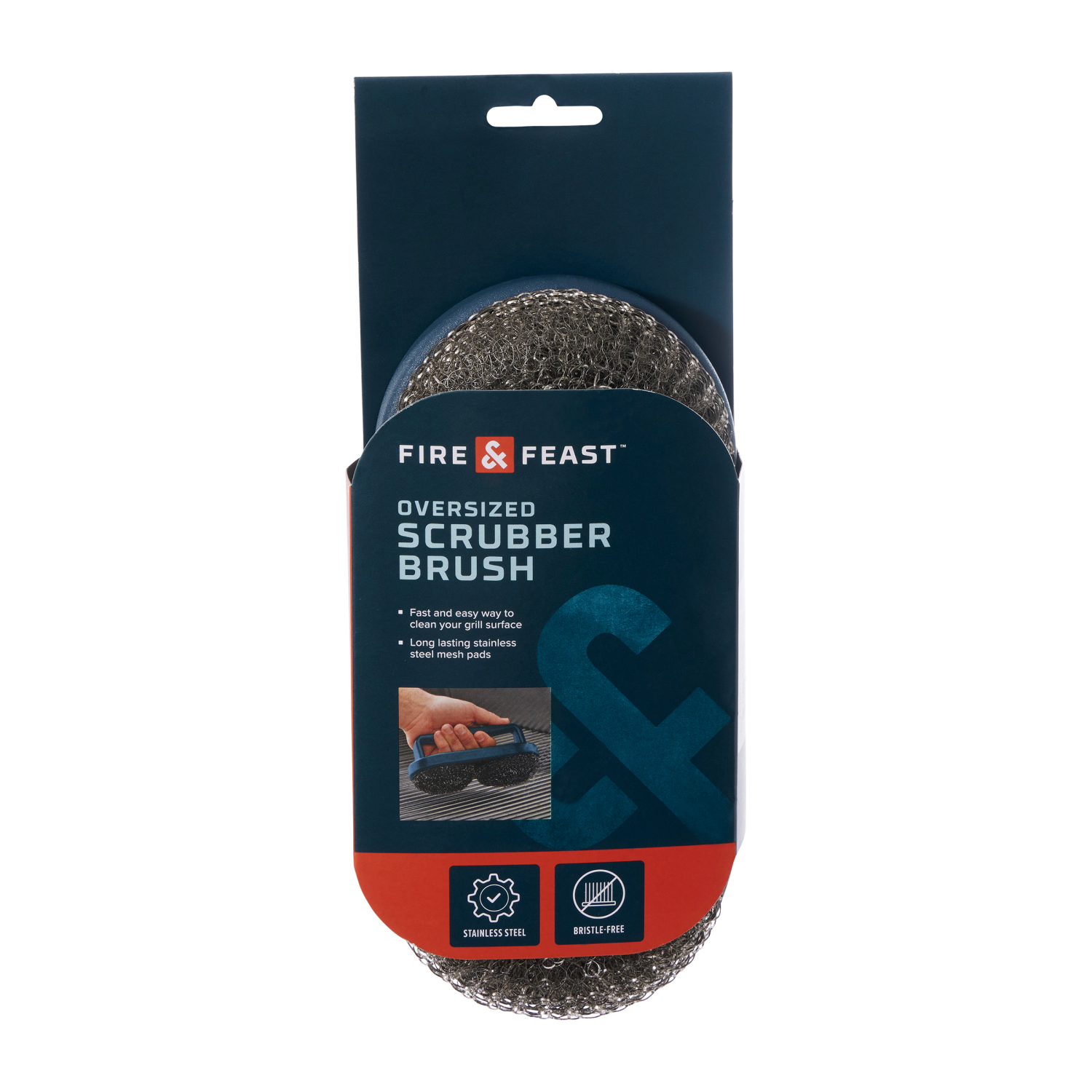 slide 1 of 4, Fire & Feast 2-Head Grill Scrubber Brush Black, 1 ct