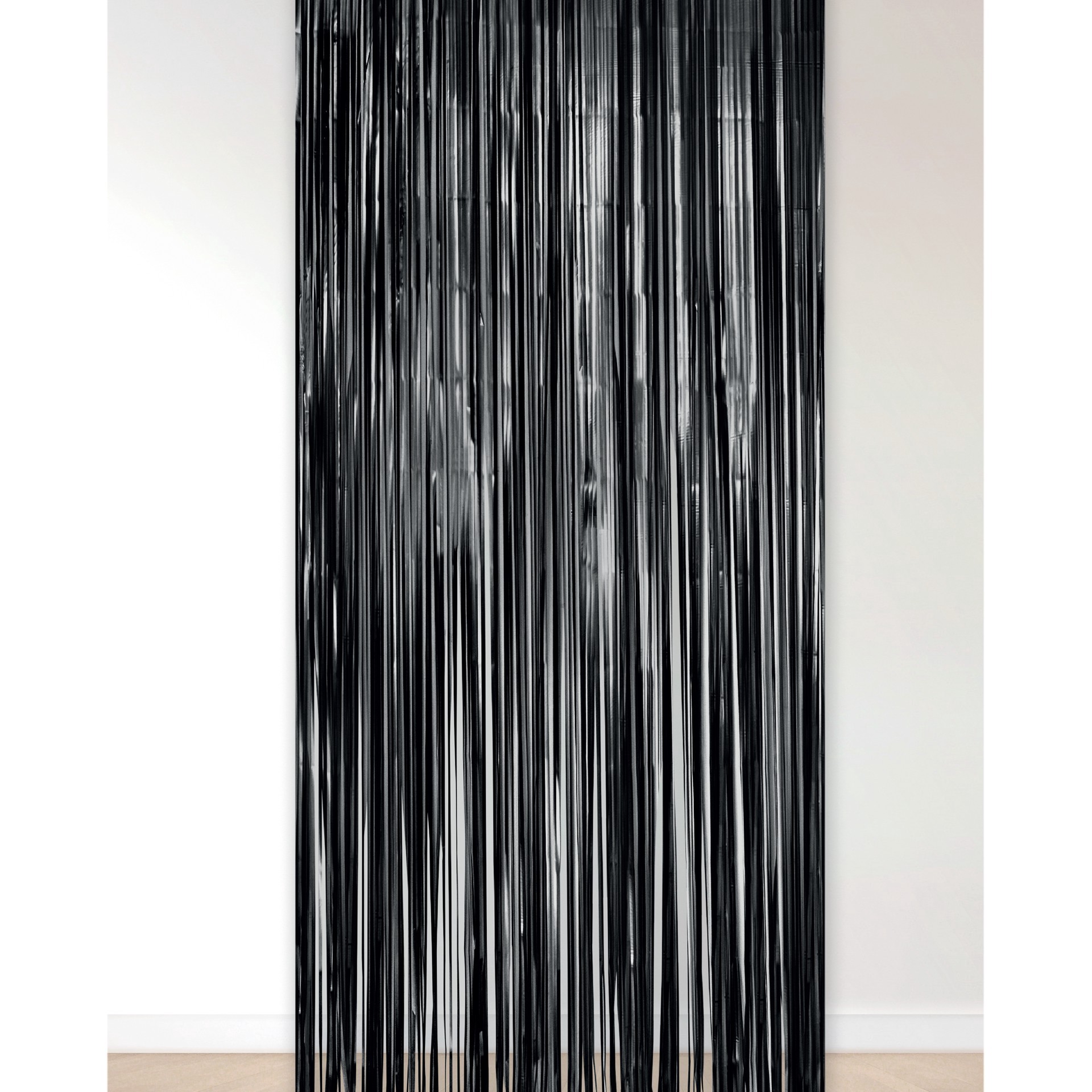 slide 2 of 4, Black Fringe Curtain By Celebrate It, 39 in x 96 in