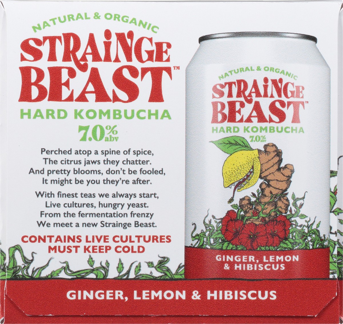 slide 10 of 10, Ginger, Lemon & Hibiscus Hard Kombucha 6 Pack (12oz Cans), 12 oz