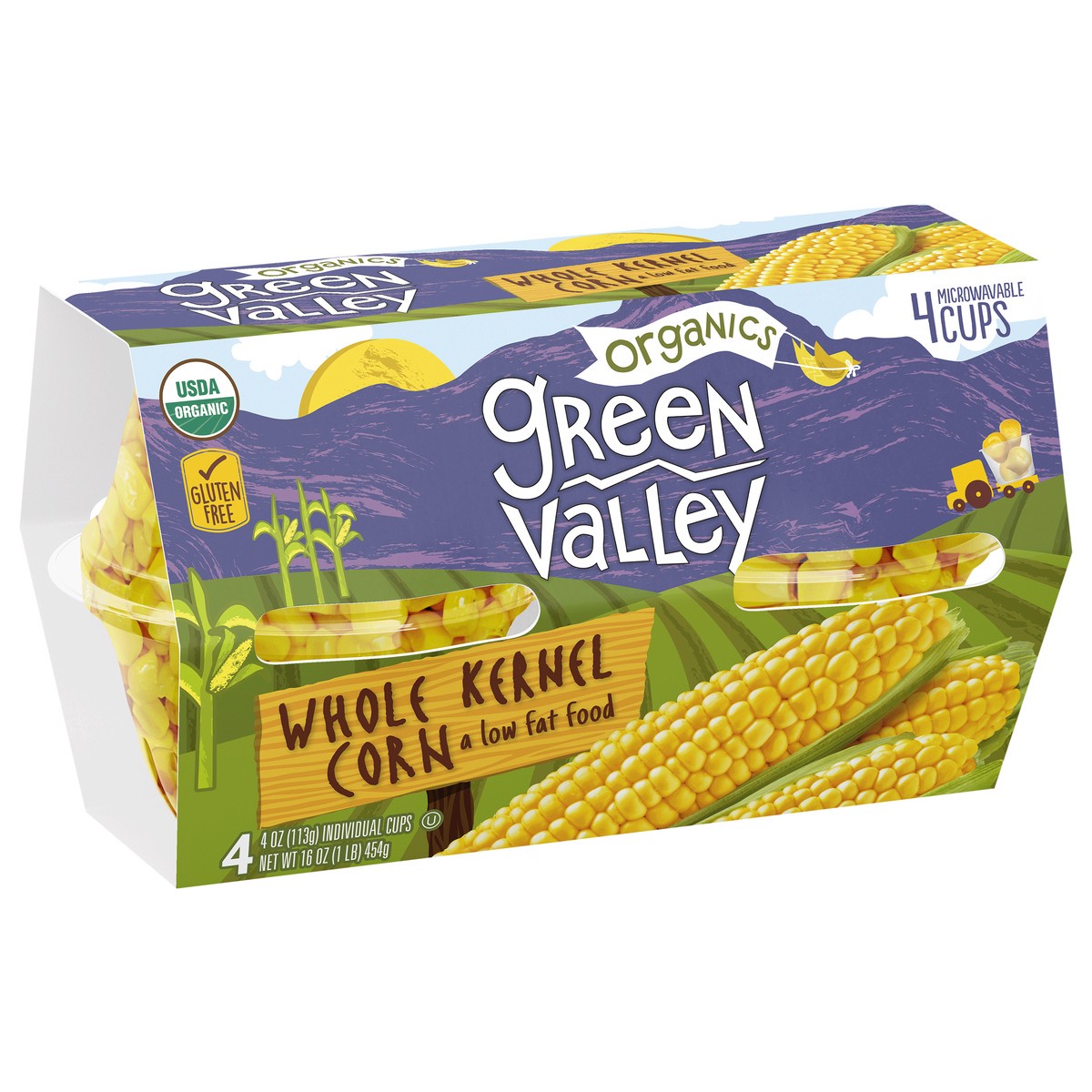 slide 1 of 10, Green Valley Organics Organics Whole Kernel Corn, 4 oz Cups, 4-Pack, 4 ct