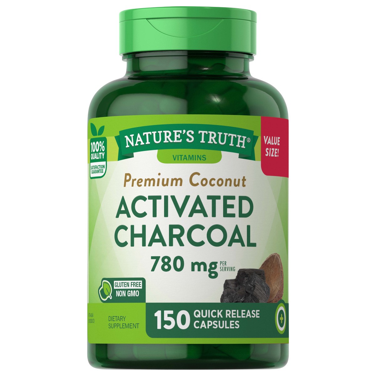 slide 3 of 6, Nature's Truth Activated Charcoal 780 mg, 150 ct; 520 mg