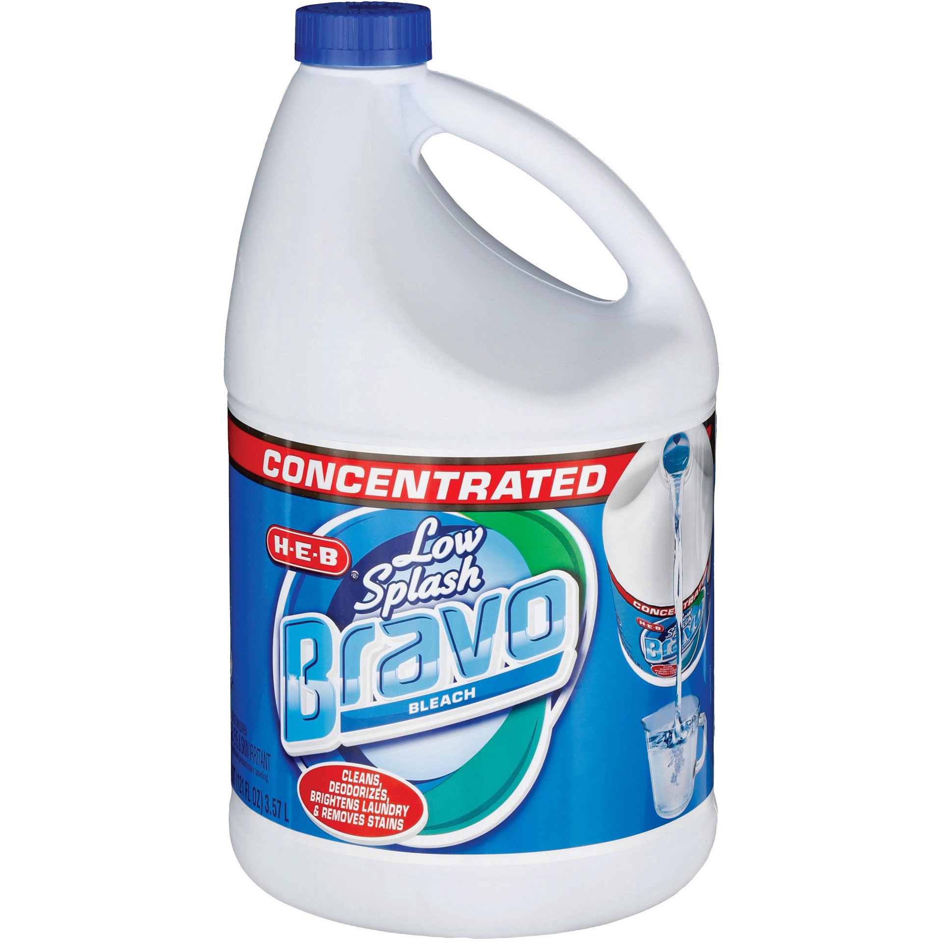 slide 1 of 1, H-E-B Bravo Low Splash Concentrated Bleach, 121 oz
