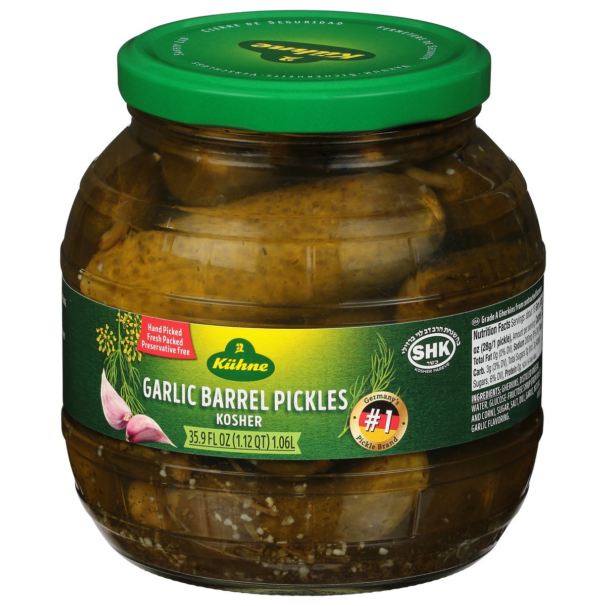 slide 3 of 11, Kuhne Kühne Garlic Barrel Pickles, 35.9 oz