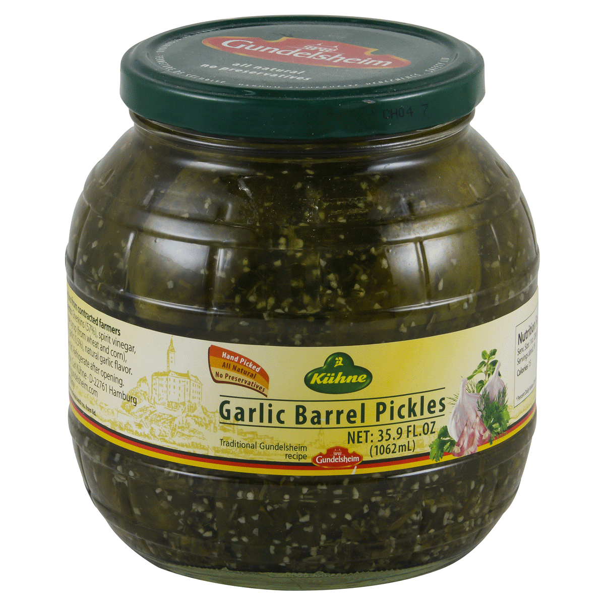 slide 1 of 1, Kühne Garlic Barrel Pickles, 35.9 oz