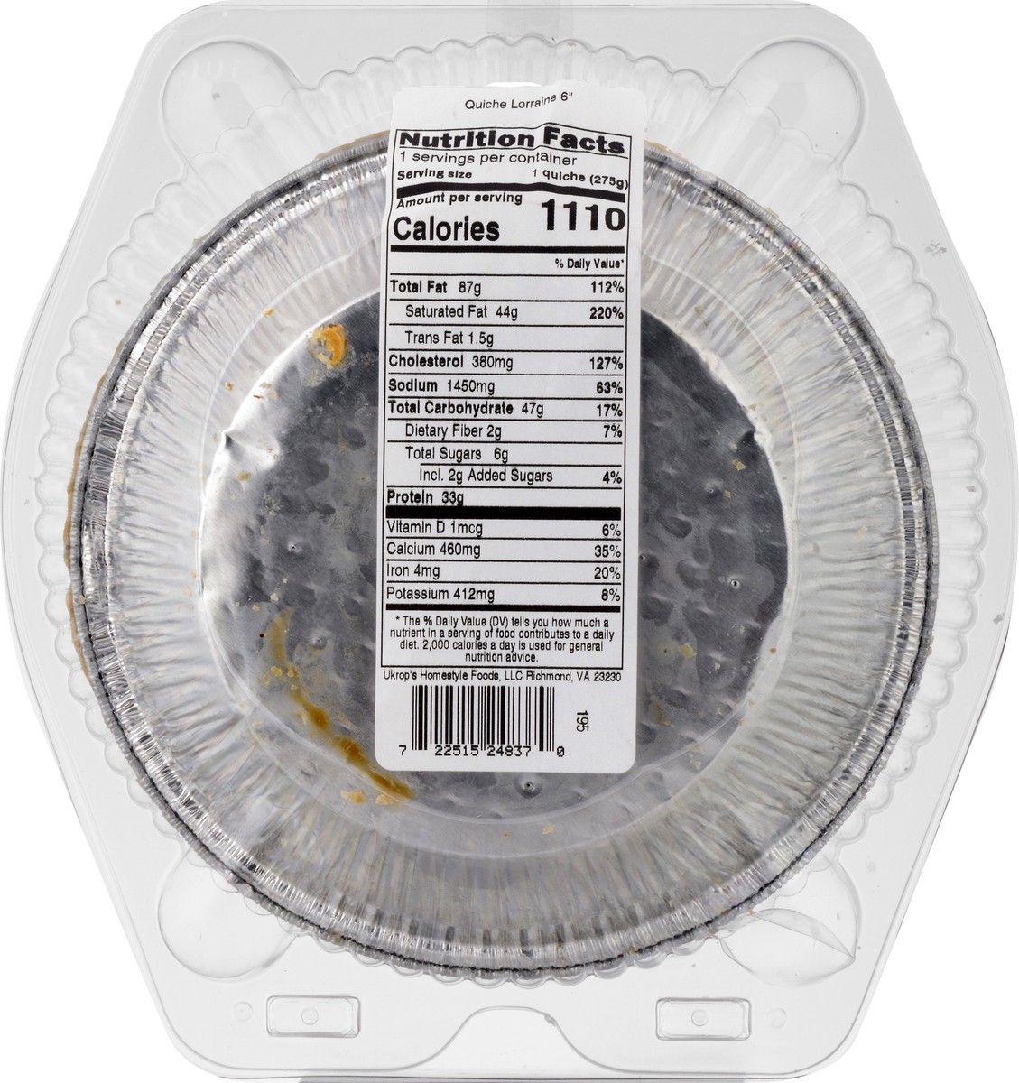 slide 8 of 8, Ukrops Quiche Lorraine, 6 Inch, 9.7 oz
