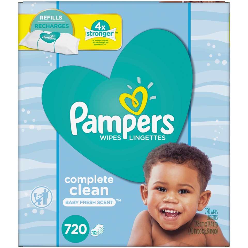 slide 1 of 3, Pampers Complete Clean Baby Fresh Scent Baby Wipes, 720 ct