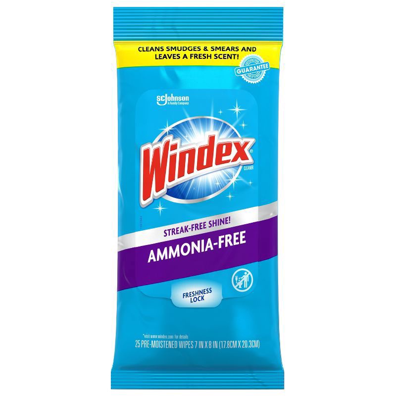 slide 1 of 9, Windex Ammonia-Free Glass and Surface Wipes, Fresh Scent, 25 Count, 25 ct