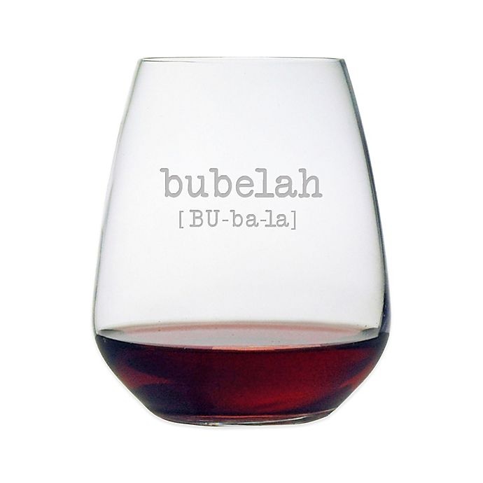 slide 1 of 1, Susquehanna Glass Etched Bubelah'' Stemless Wine Glass'', 1 ct