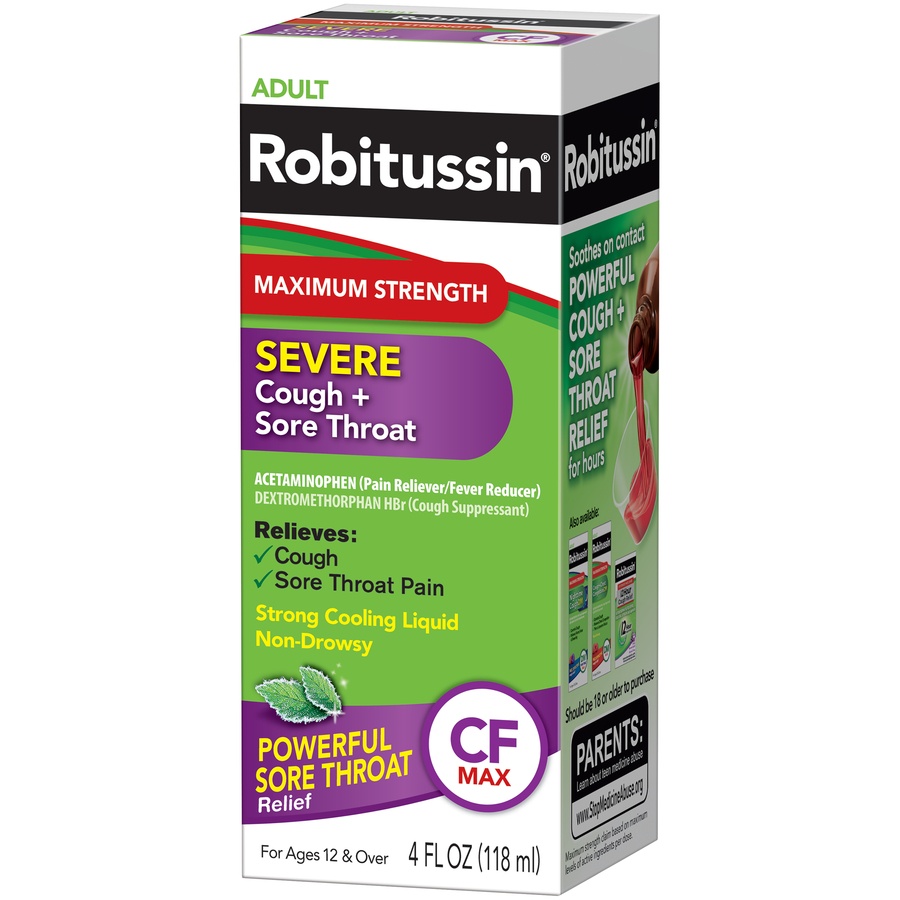 Robitussin Maximum Strength Severe Cough And Sore Throat 4 fl oz | Shipt