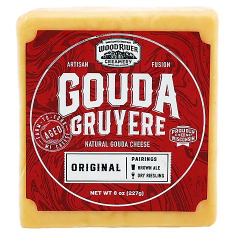 slide 1 of 1, Wood River Gouda Gruyere - 8 OZ, 8 oz