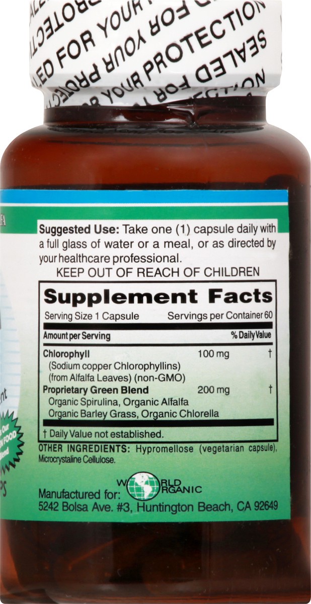 slide 6 of 12, World Organic 100 mg Vegetarian Caps Mega Chlorophyll 60 ea, 60 ct