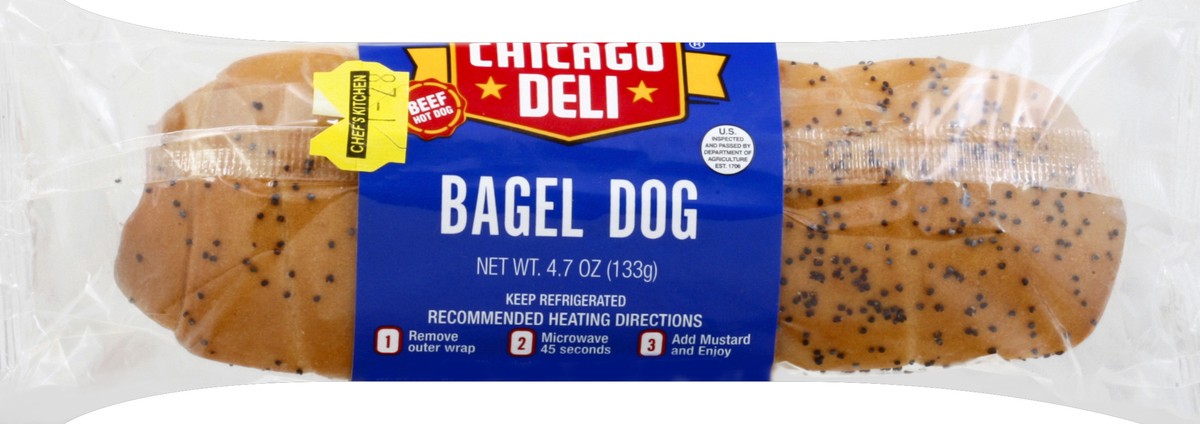 slide 1 of 8, Chicago Deli Hotdog Beef Bagel 4.7 Oz, 1 ct