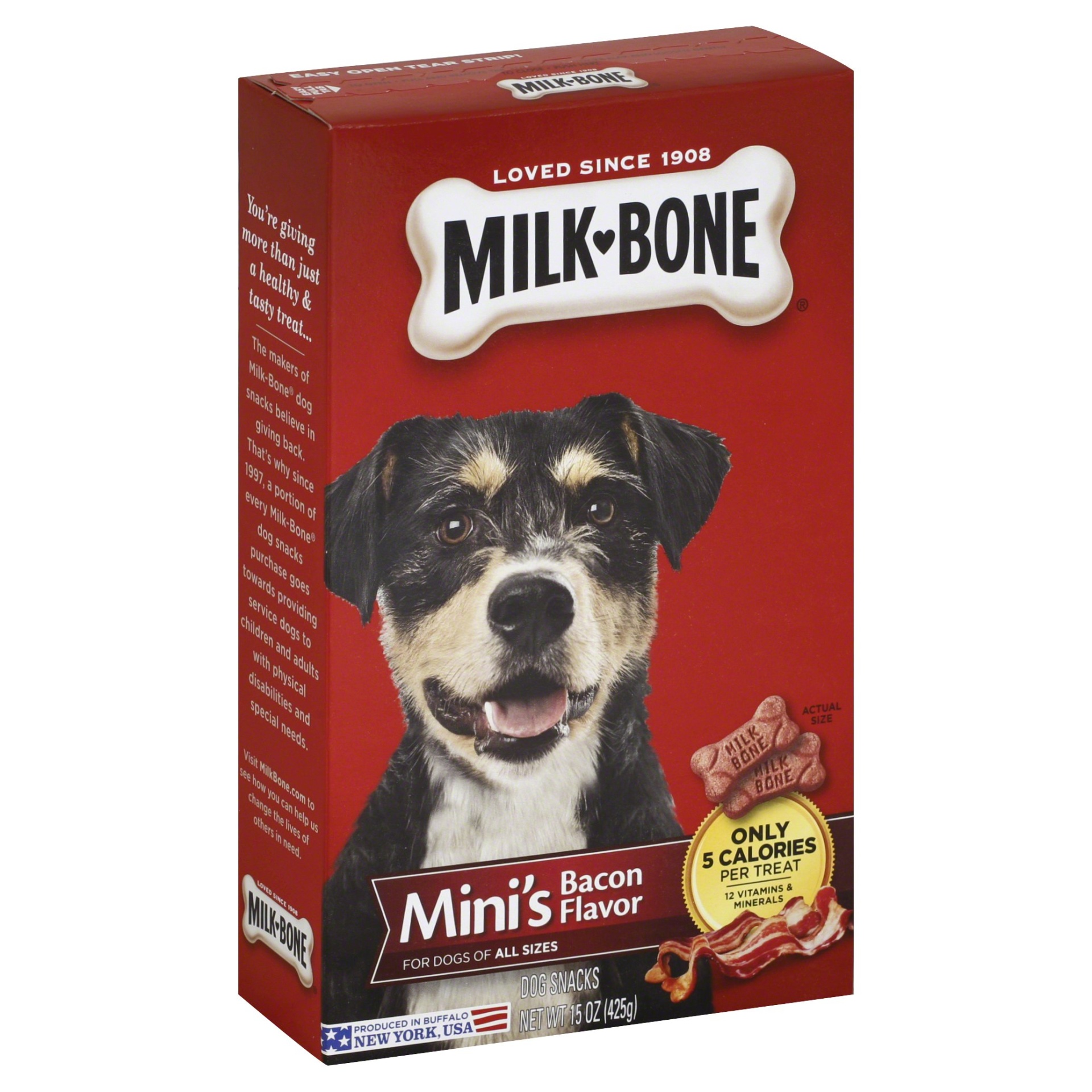 slide 1 of 1, Milk-Bone Mini’s Bacon Flavor Dog Treats, 15 oz