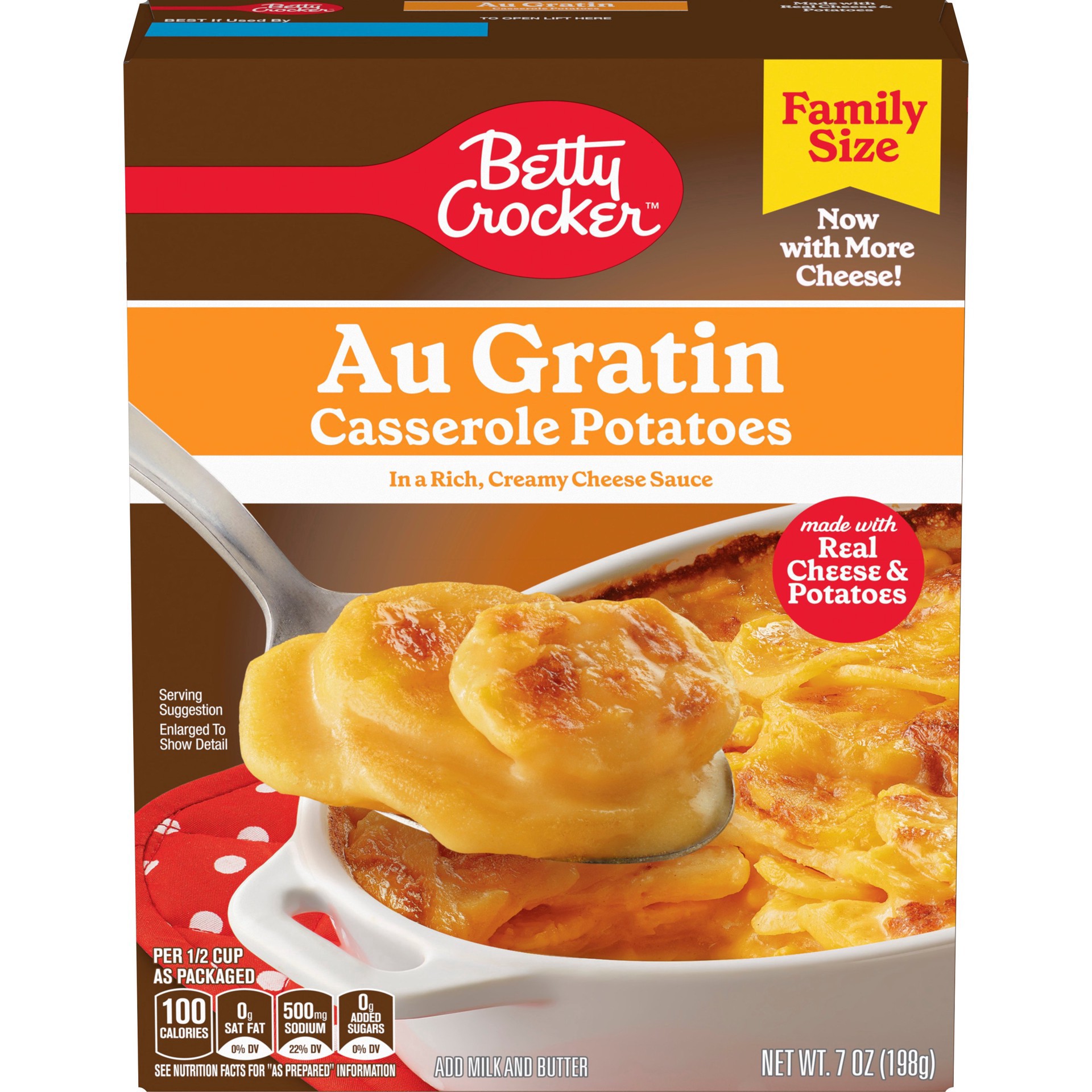 slide 1 of 1, Betty Crocker Real Potatoes Au Gratin Creamy Cheese Sauce, 7 oz