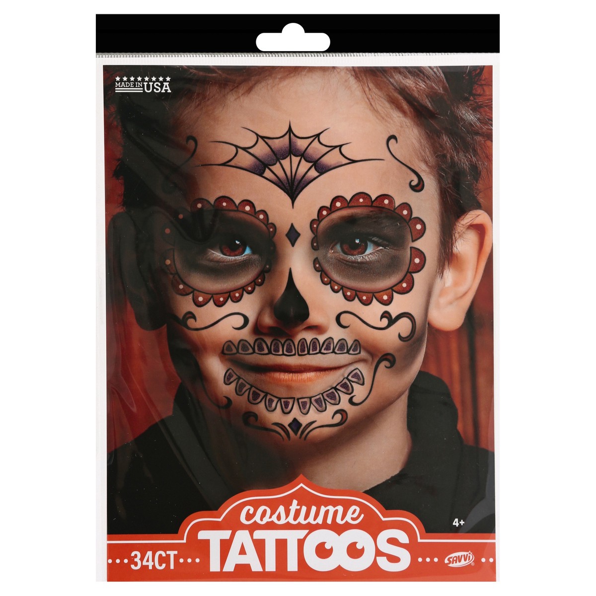 slide 2 of 7, Savvi Day Of The Dead Kids Tattoos, 34 ct