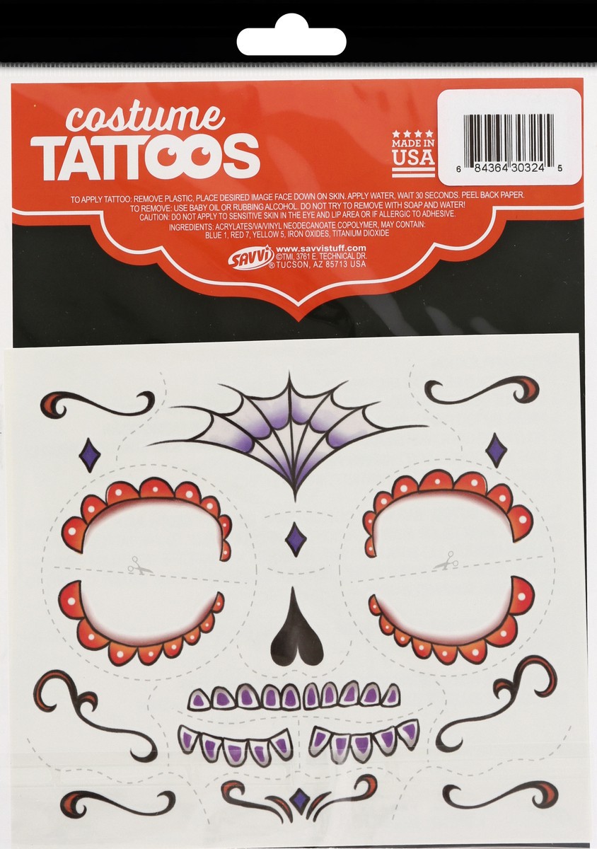 slide 4 of 7, Savvi Day Of The Dead Kids Tattoos, 34 ct