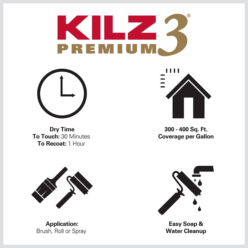 slide 3 of 5, KILZ 2 All-Purpose Interior/Exterior Multi-purpose Water-based Wall and Ceiling Primer (1-quart), 1 ct