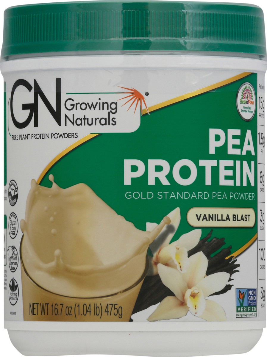 slide 1 of 14, Growing Naturals Gold Standard Vanilla Blast Pea Protein Powder 16.7 oz, 16.7 oz