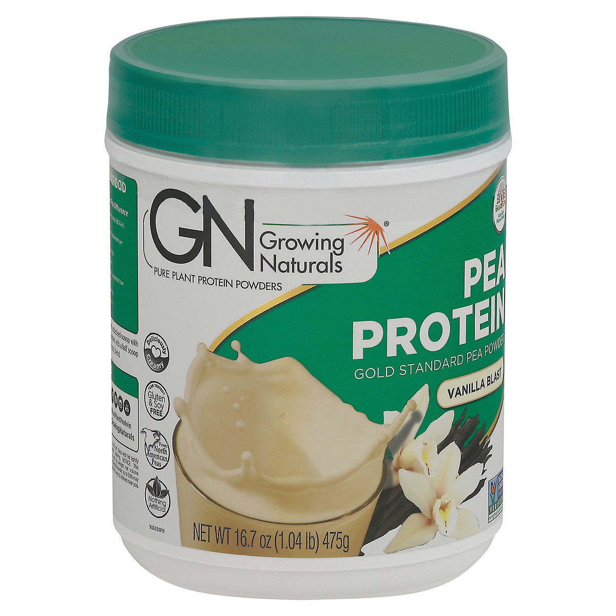 slide 11 of 14, Growing Naturals Gold Standard Vanilla Blast Pea Protein Powder 16.7 oz, 16.7 oz