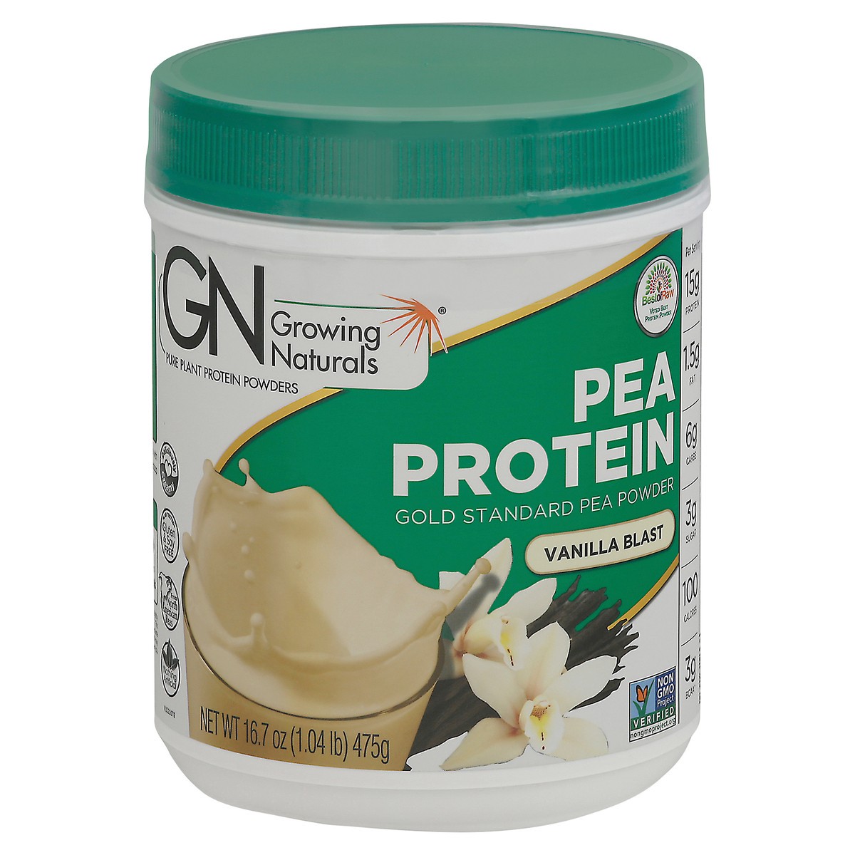 slide 3 of 14, Growing Naturals Gold Standard Vanilla Blast Pea Protein Powder 16.7 oz, 16.7 oz