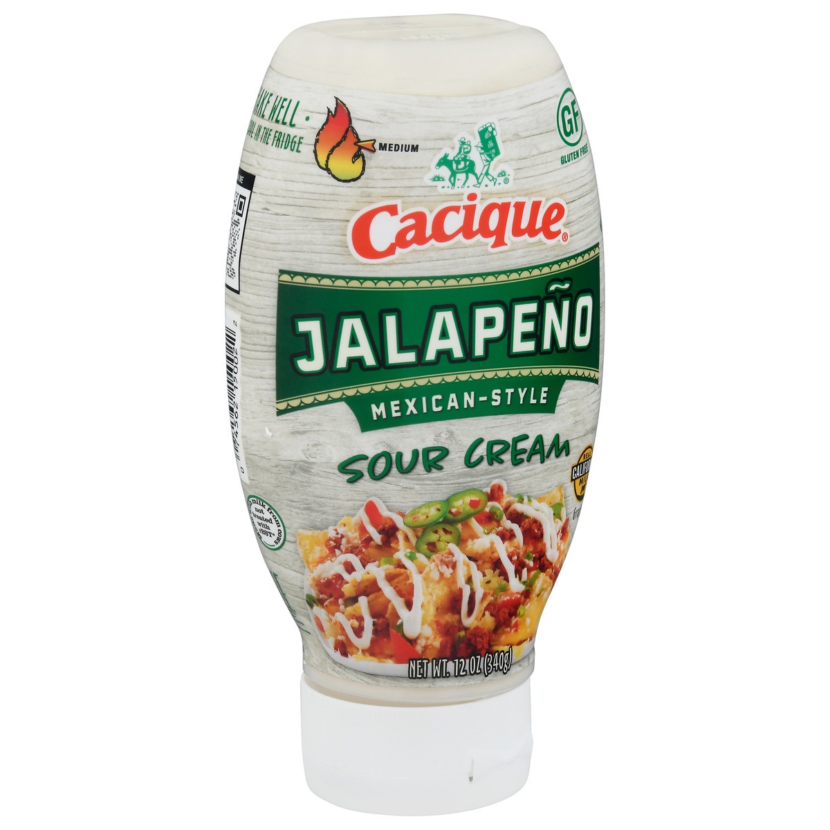 slide 2 of 9, Cacique Medium Mexican-Style Jalapeno Sour Cream 12 oz, 12 oz