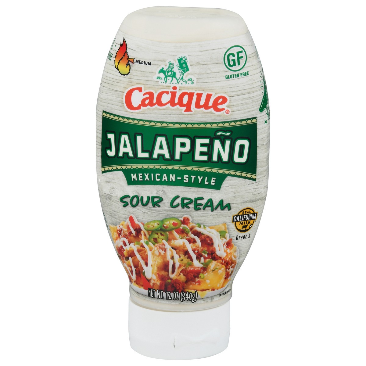 slide 3 of 9, Cacique Medium Mexican-Style Jalapeno Sour Cream 12 oz, 12 oz