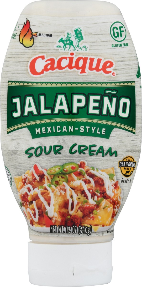 slide 6 of 9, Cacique Medium Mexican-Style Jalapeno Sour Cream 12 oz, 12 oz