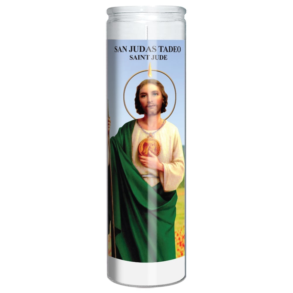 slide 1 of 1, St. Jude San Judas Tadeo Wax Candle - White, 1 ct