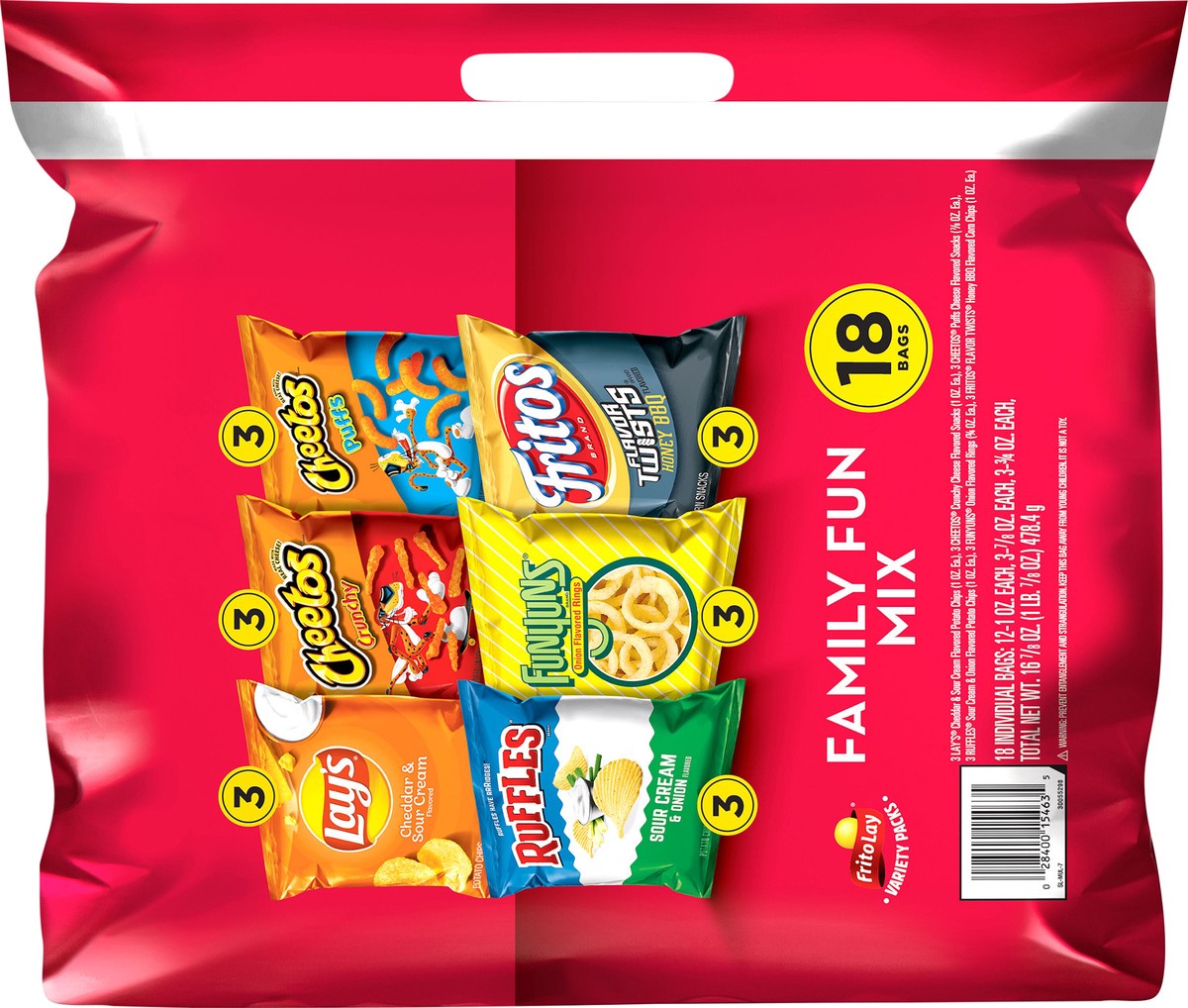 slide 8 of 8, Frito-Lay Snacks Family Fun Mix Variety 16 7/8 Oz, 18 Count, 18 ct