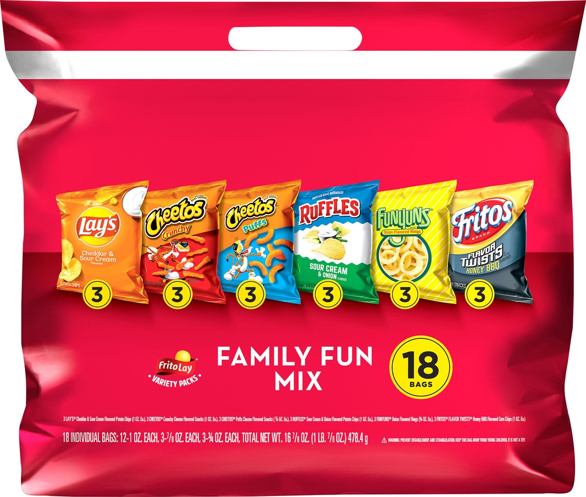 slide 5 of 8, Frito-Lay Snacks Family Fun Mix Variety 16 7/8 Oz, 18 Count, 18 ct