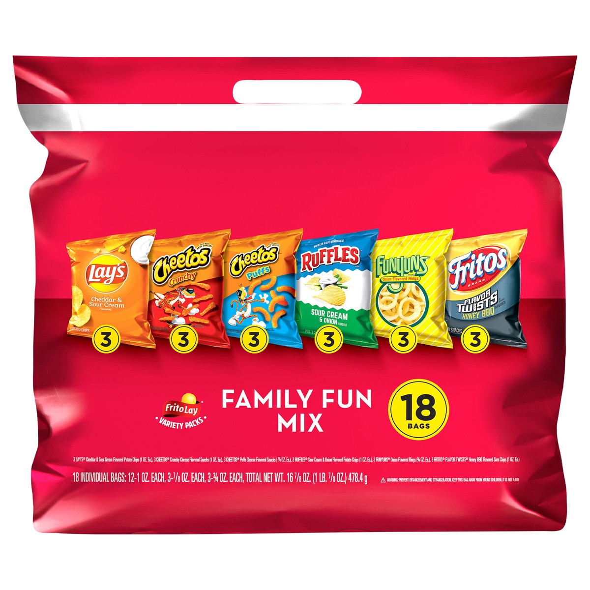 slide 4 of 8, Frito-Lay Snacks Family Fun Mix Variety 16 7/8 Oz, 18 Count, 18 ct