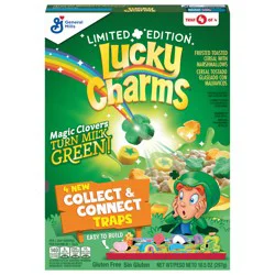 St. Patrick''s Day Lucky Charms Cereal with Marshmallows, Turns Milk Green, Gluten Free, 10.5 oz