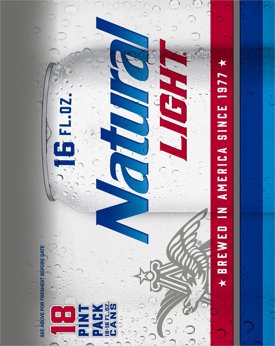 slide 3 of 8, Natural Light Beer, 18 Pack 16 fl. oz. Cans, 4.2% ABV, 18 ct; 16 oz