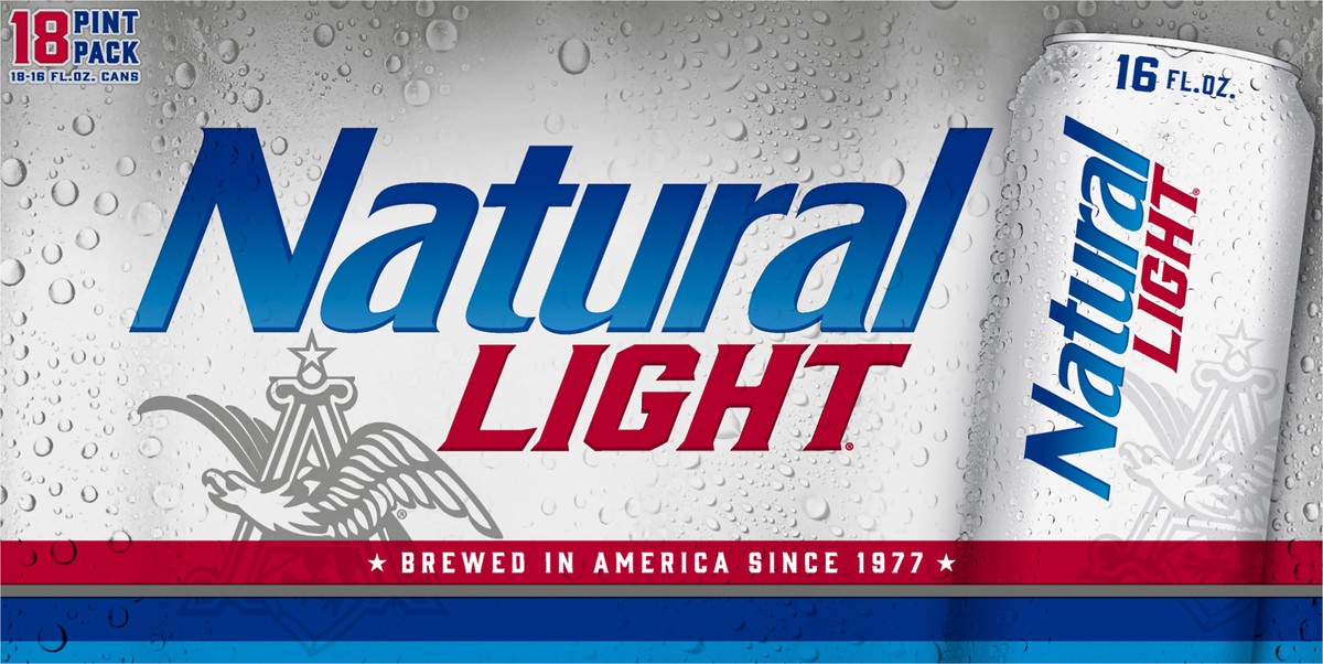 slide 6 of 8, Natural Light Beer, 18 Pack 16 fl. oz. Cans, 4.2% ABV, 18 ct; 16 oz