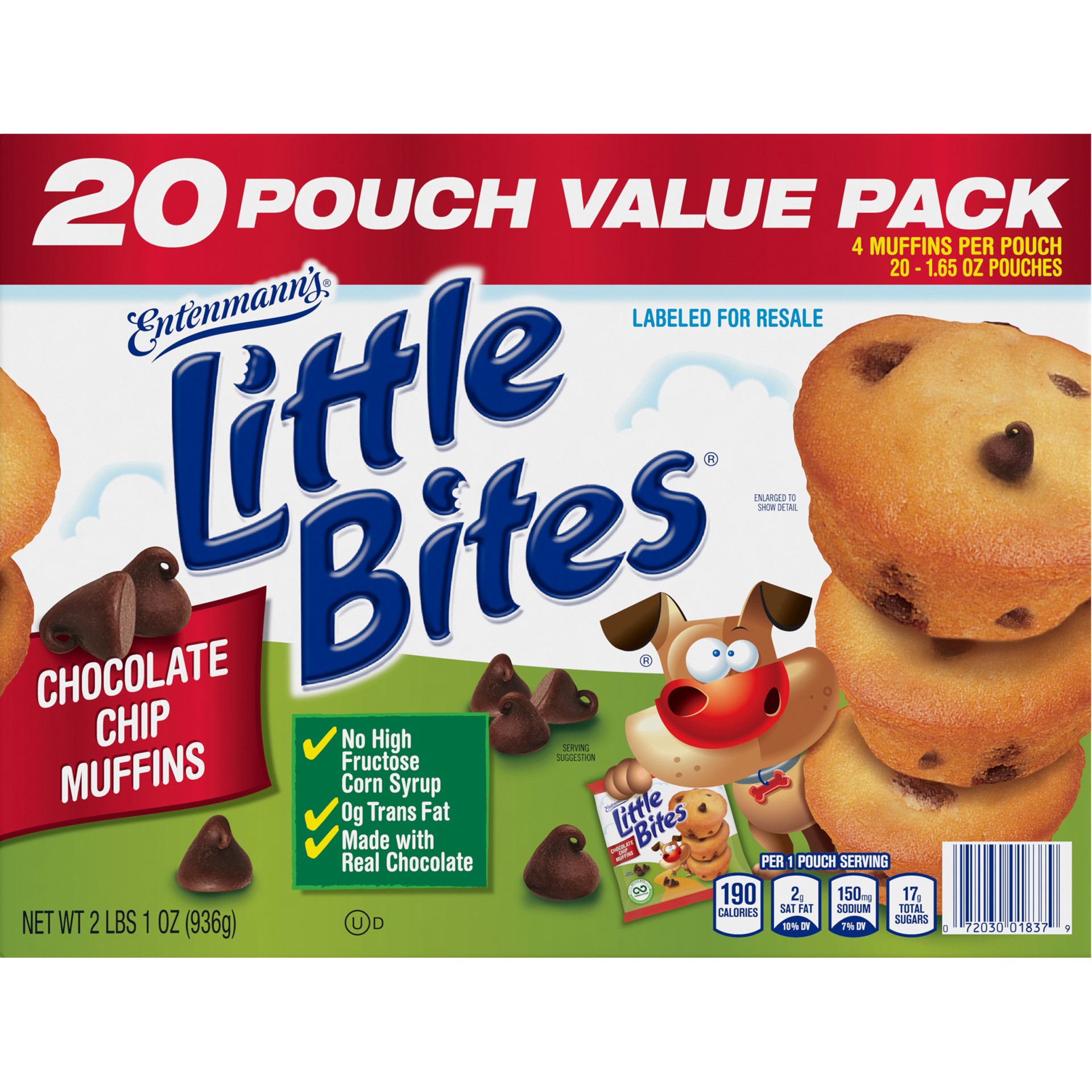 slide 3 of 5, Entenmann's Little Bites Chocolate Chip Muffins, 20 packs, Mini Muffins, 33 oz Multipack, 20 ct