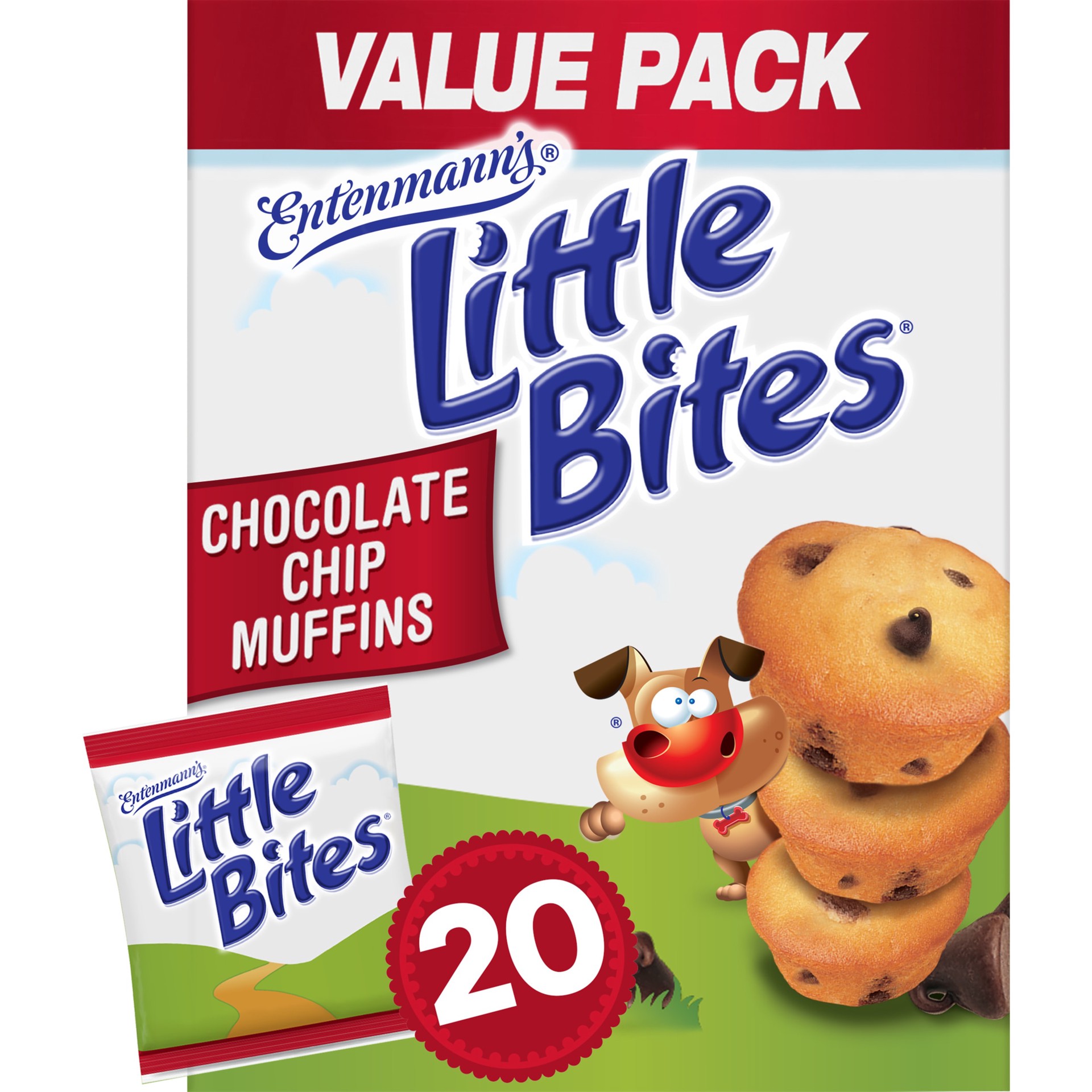 slide 1 of 5, Entenmann's Little Bites Chocolate Chip Muffins, 20 packs, Mini Muffins, 33 oz Multipack, 20 ct