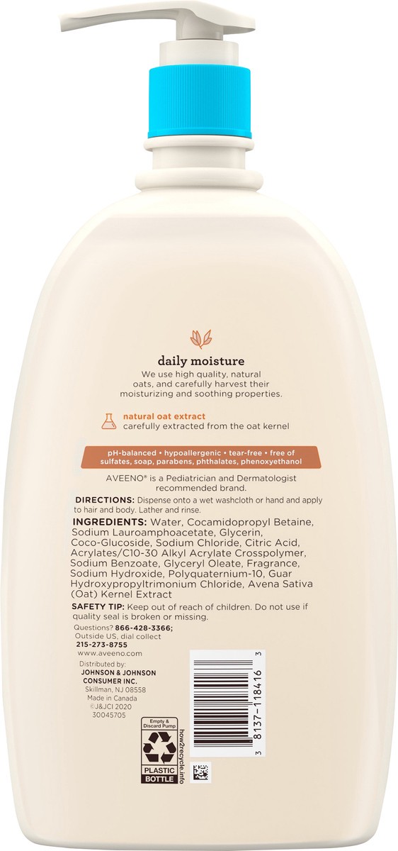 slide 2 of 7, Aveeno Baby Daily Moisture Wash & Shampoo, Oat Extract, 33 fl. oz, 33 fl oz
