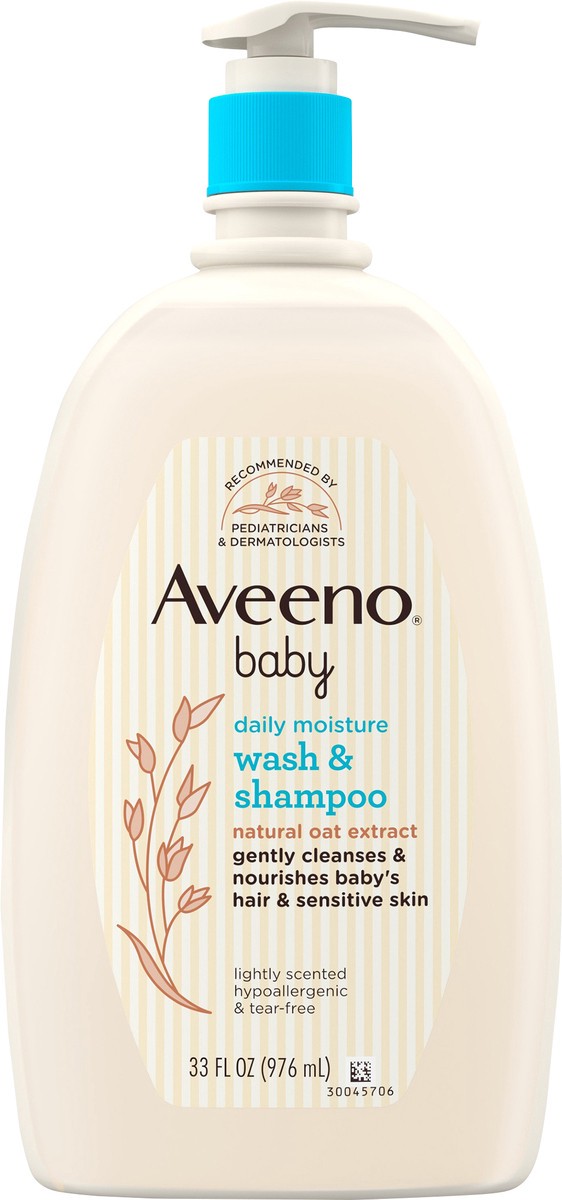 slide 6 of 7, Aveeno Baby Daily Moisture Wash & Shampoo, Oat Extract, 33 fl. oz, 33 fl oz