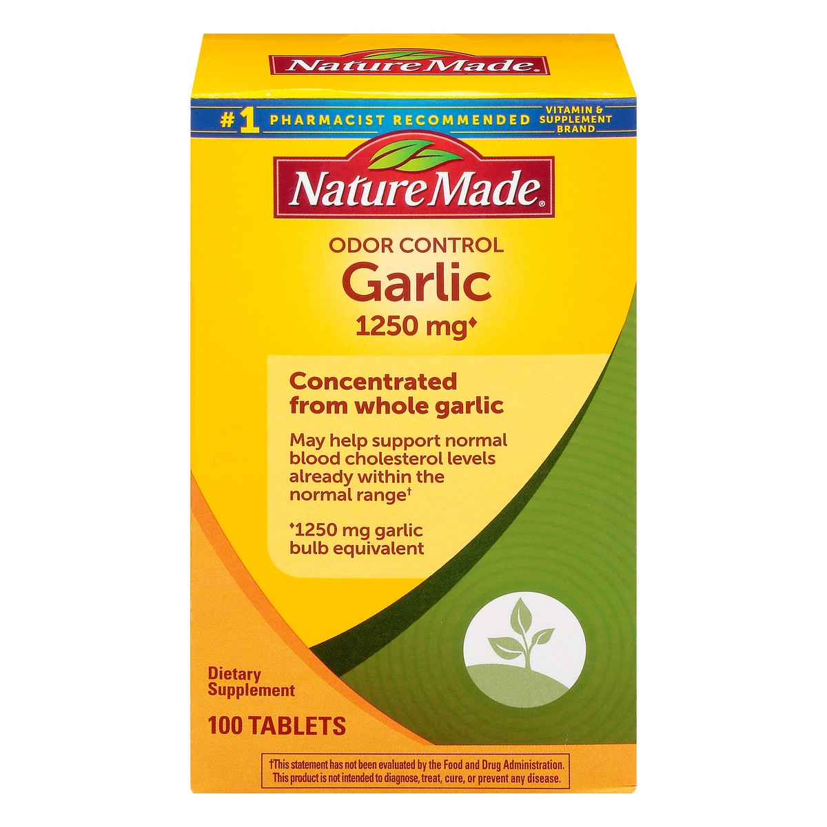 slide 1 of 9, Nature Made Odor Control 1250 mg Tablets Garlic 100 ea, 100 ct; 500 mg