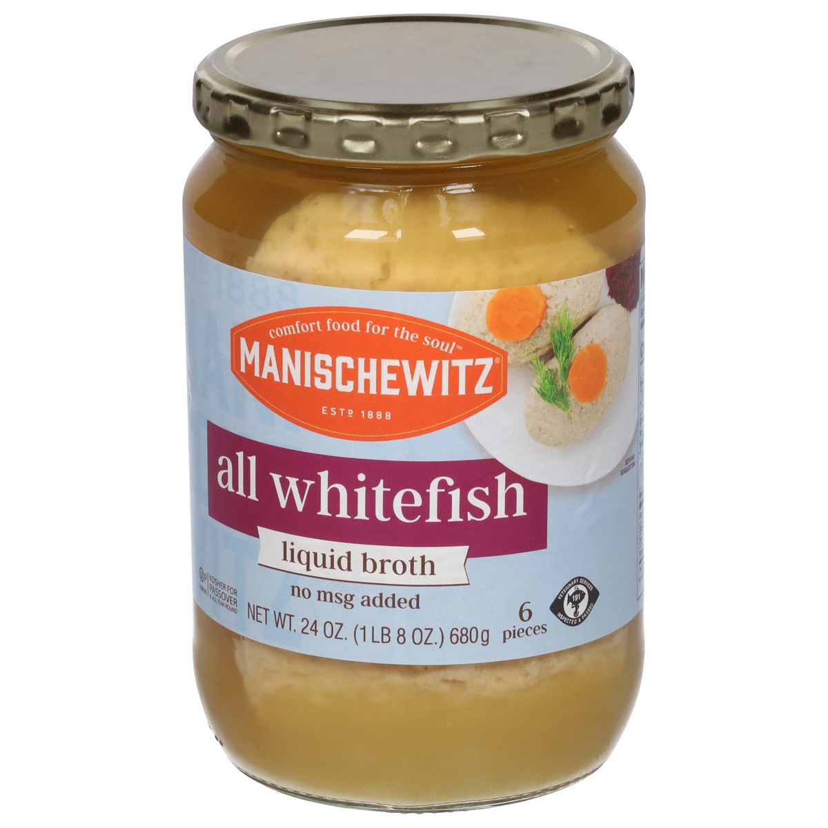 slide 3 of 9, Manischewitz All Whitefish In Liquid Broth, 24 oz