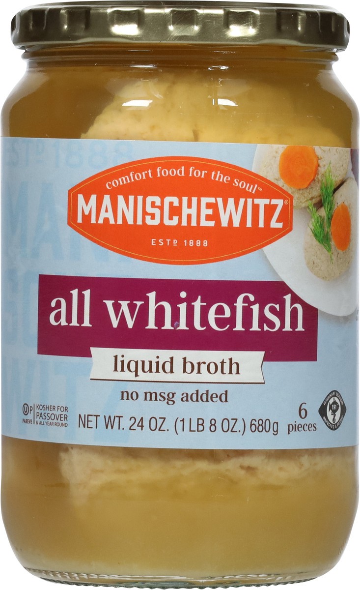 slide 6 of 9, Manischewitz All Whitefish In Liquid Broth, 24 oz