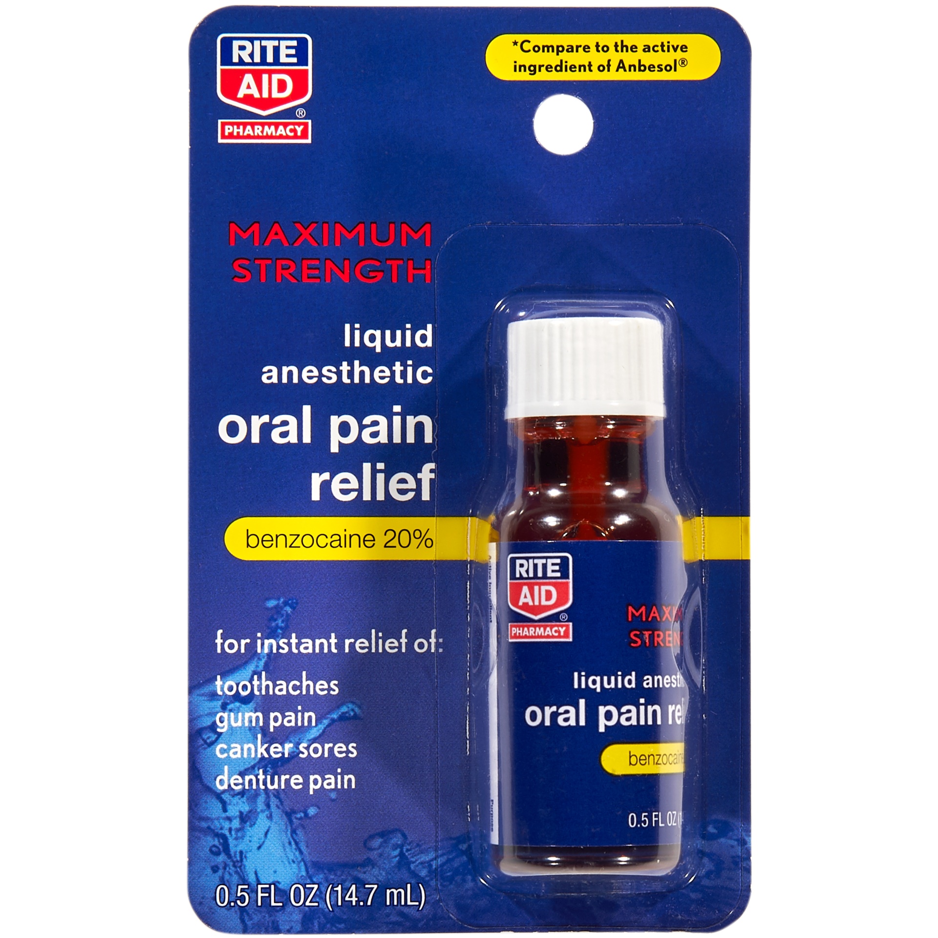 slide 1 of 3, Rite Aid Maximum Strength Liquid Anesthetic Oral Pain Relief, 0.5 fl oz